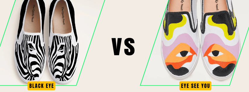 Double the Drama – Eye See You vs. Black Eye Slip-Ons Face Off! - The Quirky Naari