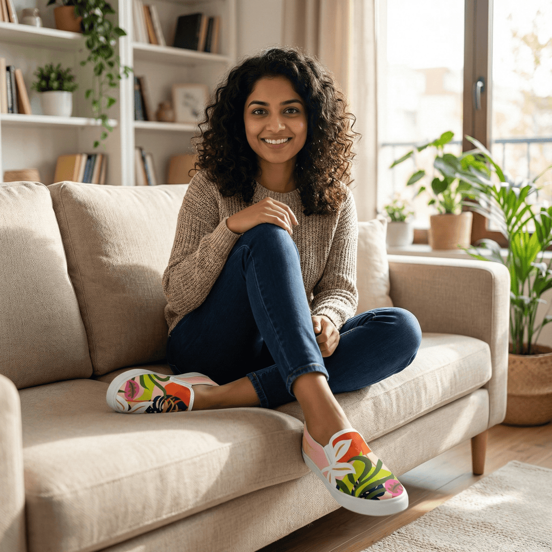 Abstract Floral Slipons - The Quirky Naari