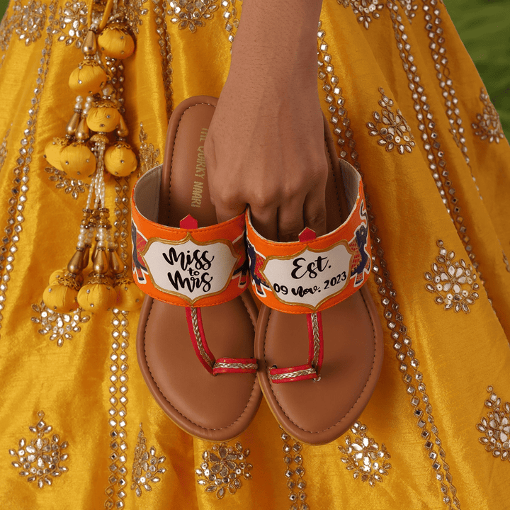 Bridal Heel Kolhapuris - Save the date - The Quirky Naari