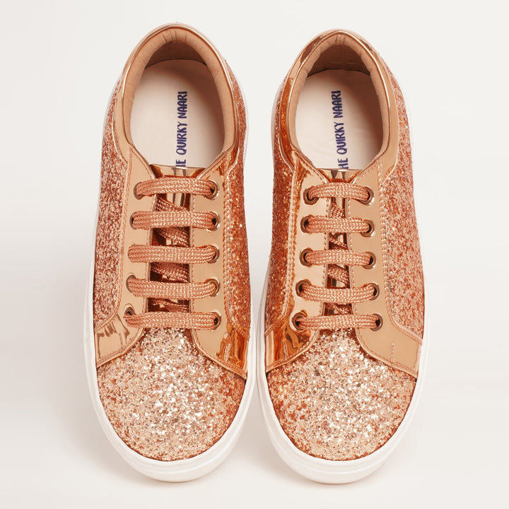 Glitterati Sneakers - Rose Gold - The Quirky Naari
