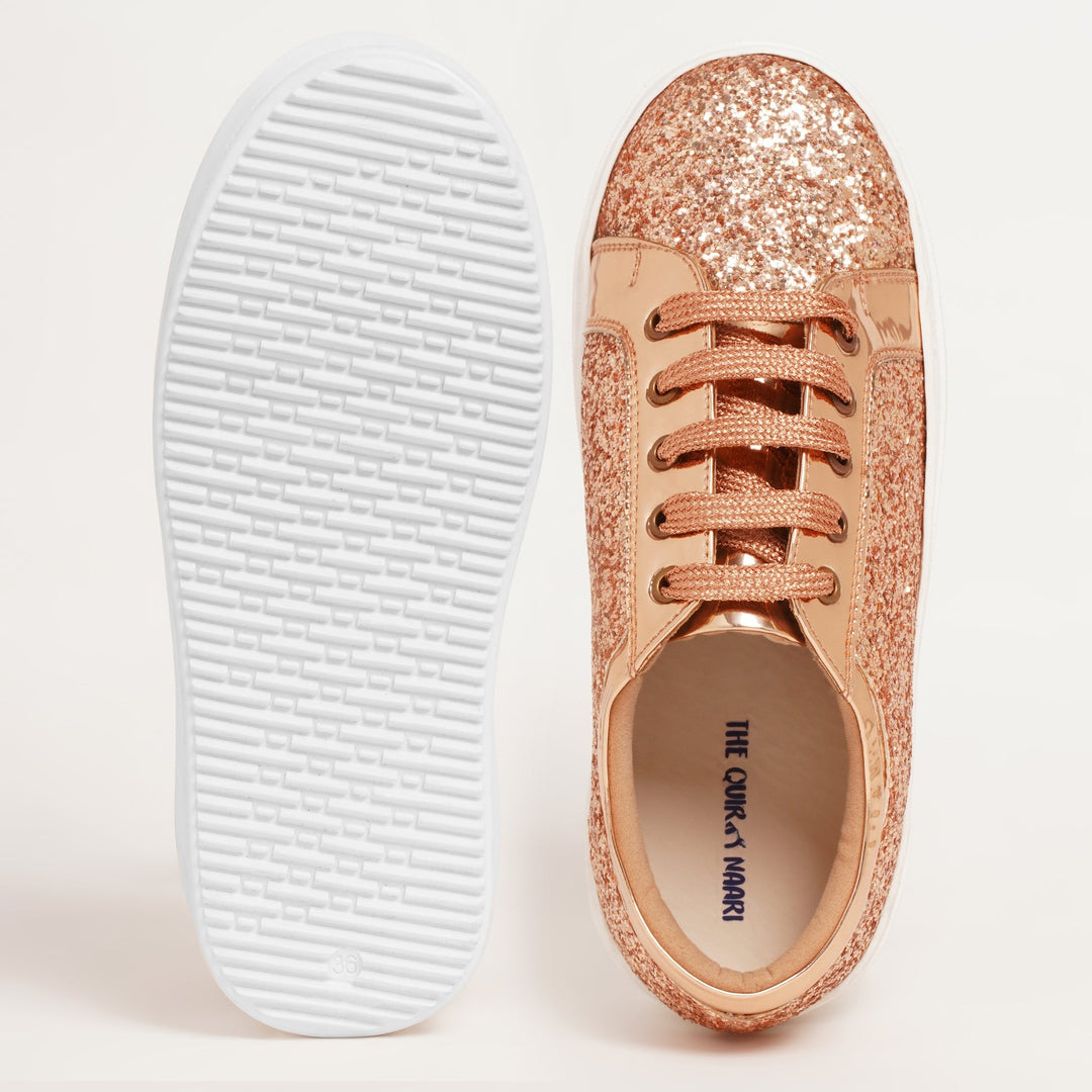 Glitterati Sneakers - Rose Gold - The Quirky Naari