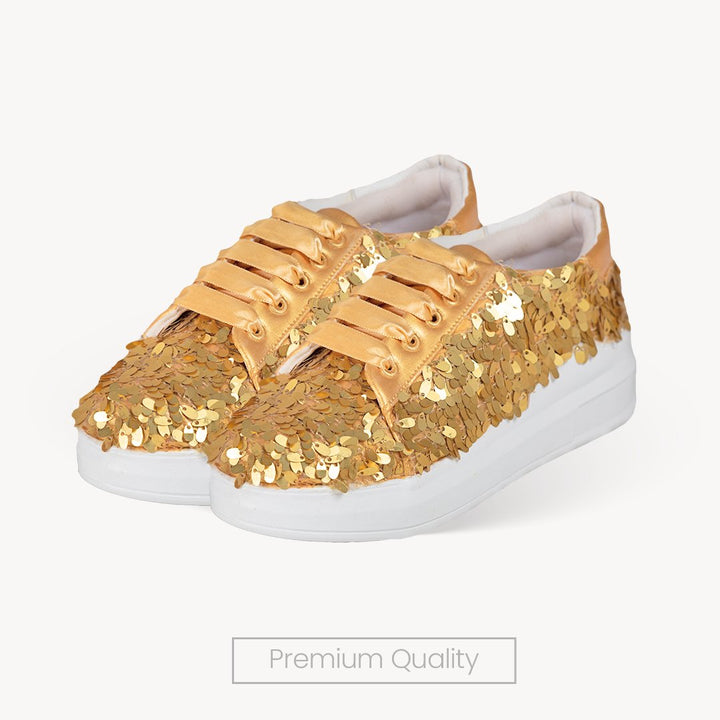 Golden Hour Sequin Sneakers - The Quirky Naari