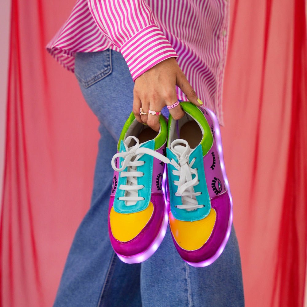 Light Me Up Sneakers - Ankle (Evil Eye Edition) - The Quirky Naari
