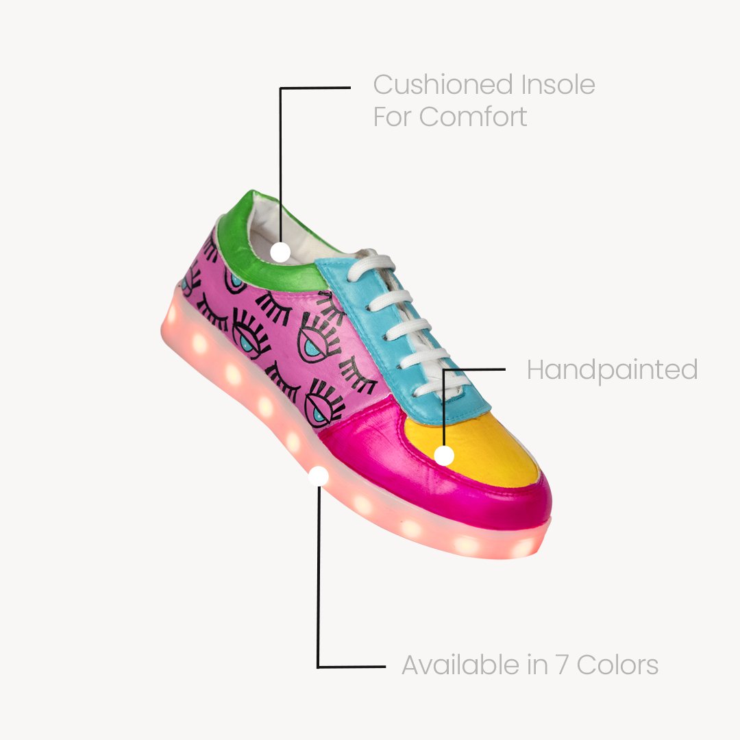 Light Me Up Sneakers - Ankle (Evil Eye Edition) - The Quirky Naari