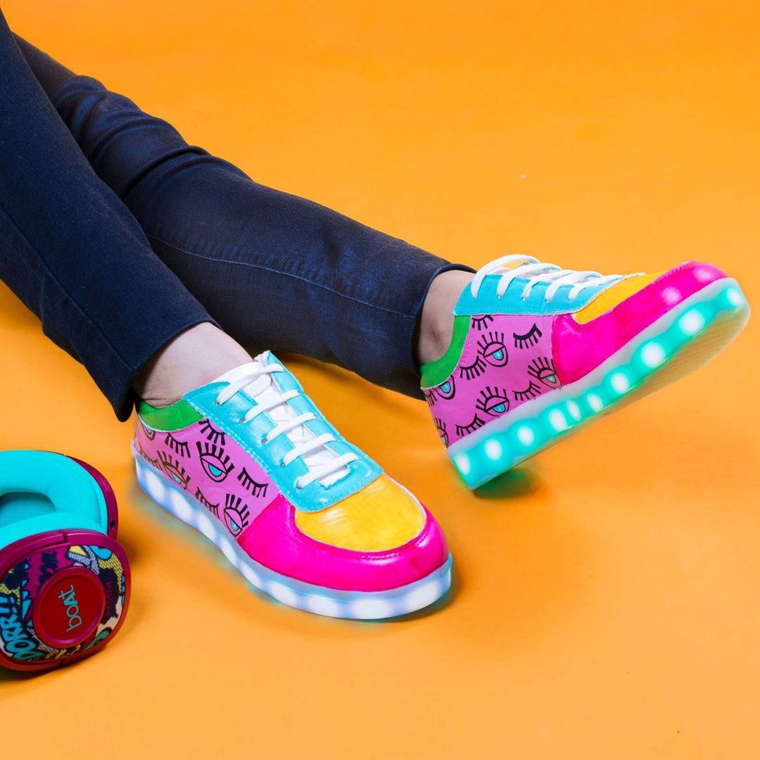 Light Me Up Sneakers - Ankle (Evil Eye Edition) - The Quirky Naari