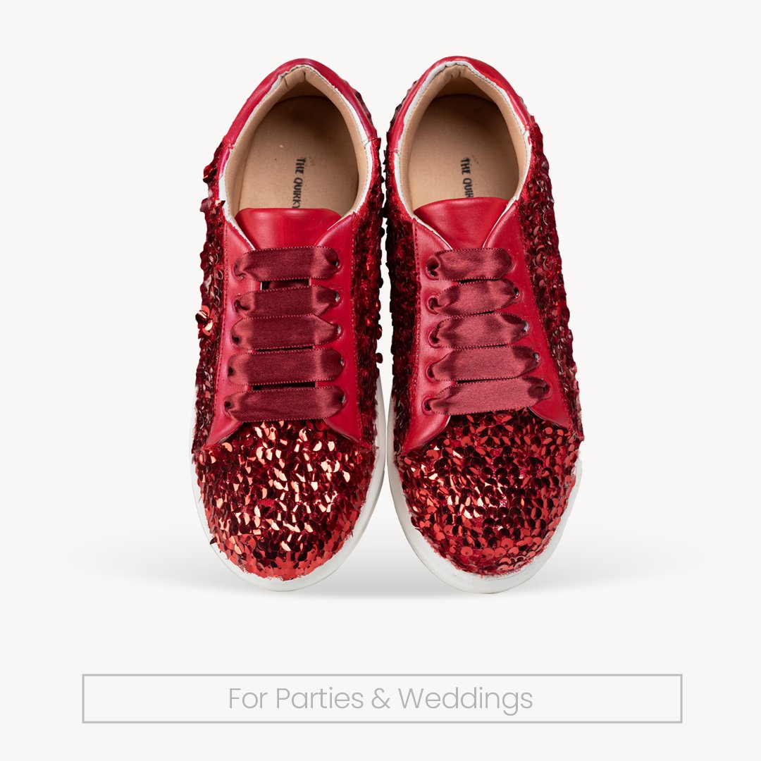 Ruby Crush Sequin Sneakers - The Quirky Naari