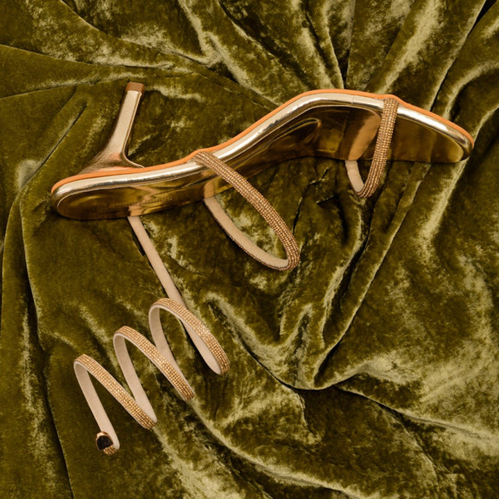 Spiral Stiletto Heels - Golden - The Quirky Naari